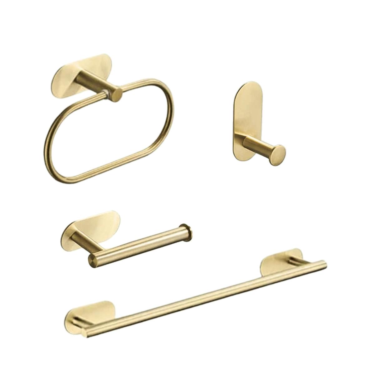 4Pc DIY Self-Adhesive Bathroom Accessory Set - GOLD