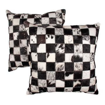 Nguni Cushion Square Patch Black - 2 Pack