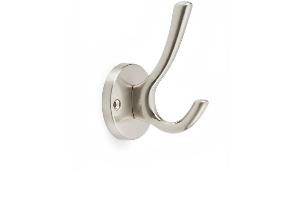 Modern Hat and Coat Hook, Brushed Satin Nickel (3 pack) BY WOODLY