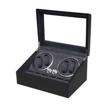 4-Slot Rotating Watch Winder with 6-Slot Watches Display Storage-black