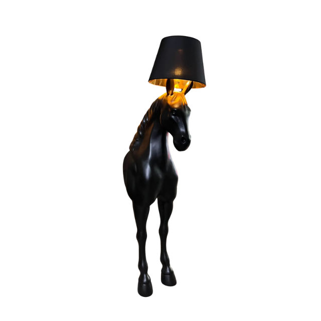 Modern Black Horse Sculpture Table Lamp