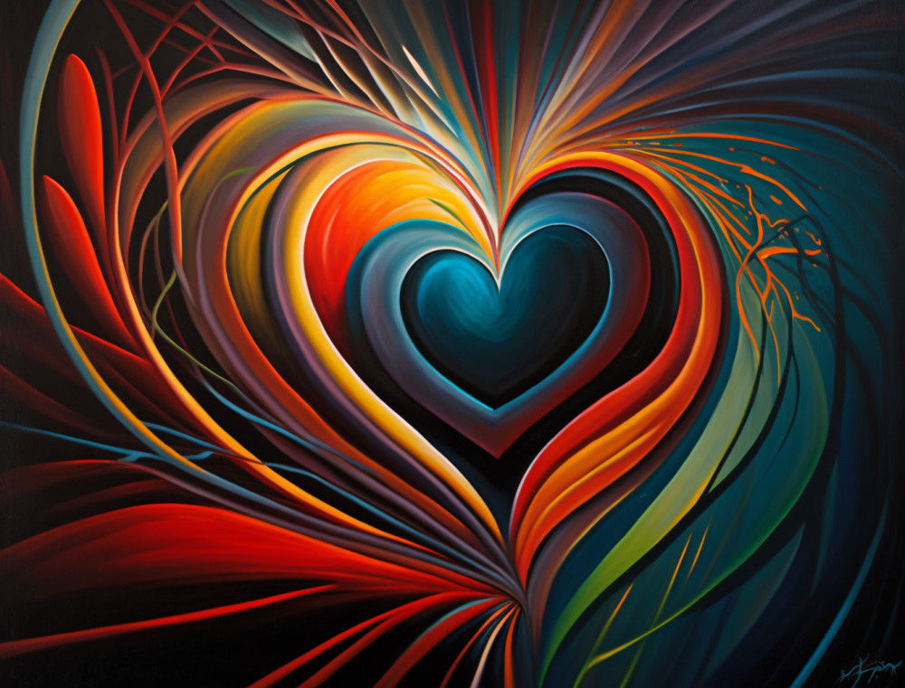 Canvas Wall Art - Canvas Wall Art: Pulsating Heartbeat Painting - B1329 - [120 x 80 cm]