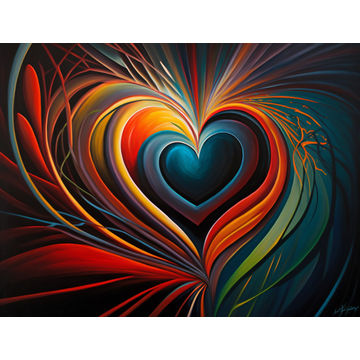 Canvas Wall Art - Canvas Wall Art: Pulsating Heartbeat Painting - B1329 - [120 x 80 cm]