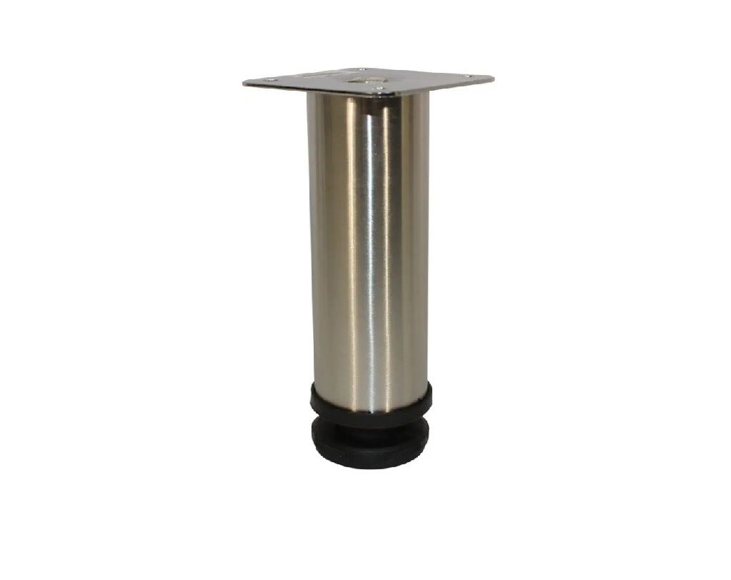 Round Leg, Adjustable, H155mm x 50mm, Stainless Steel (4 Pack) BY WOODLY