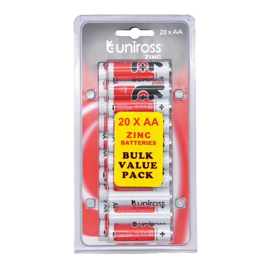 Uniross Battery Heavy Duty Zinc Aa 20 Pack 3 Pack