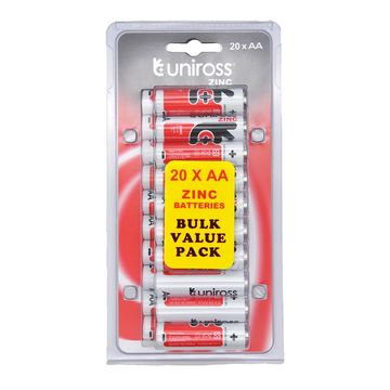 Uniross Battery Heavy Duty Zinc Aa 20 Pack 3 Pack