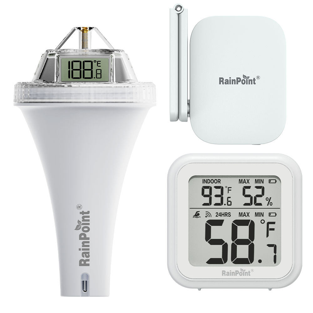 RainPoint Wireless Smart Wi-Fi Pool Thermometer, Display Screen + Wi-Fi Hub