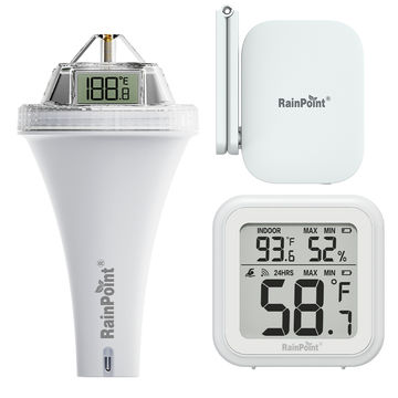 RainPoint Wireless Smart Wi-Fi Pool Thermometer, Display Screen + Wi-Fi Hub