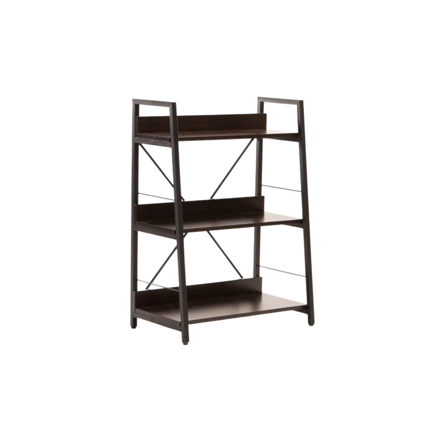 3-Tier Wooden Shelf Unit with Sturdy Metal Frame - Wenge