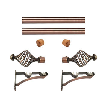 Matoc 28mm Double Pole Set - Swirl Finials - Antique Copper - 1.5m