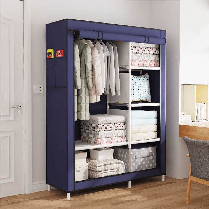 6 Compartment DIY Detachable Lightweight Metal Closet Wardrobe Organizer - Navy Blue