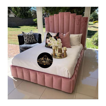 Velvet Straight Panel Headboard & Base - Double