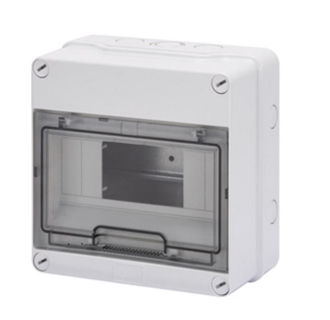 Grey Surface DB 1x8M Clear Door IP55