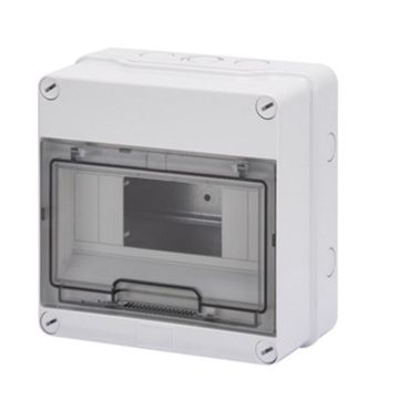 Grey Surface DB 1x8M Clear Door IP55