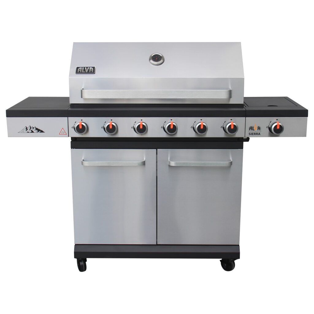 ALVA - Sierra-6 Burner BBQ With Side Burner – Stainless Steel / Black