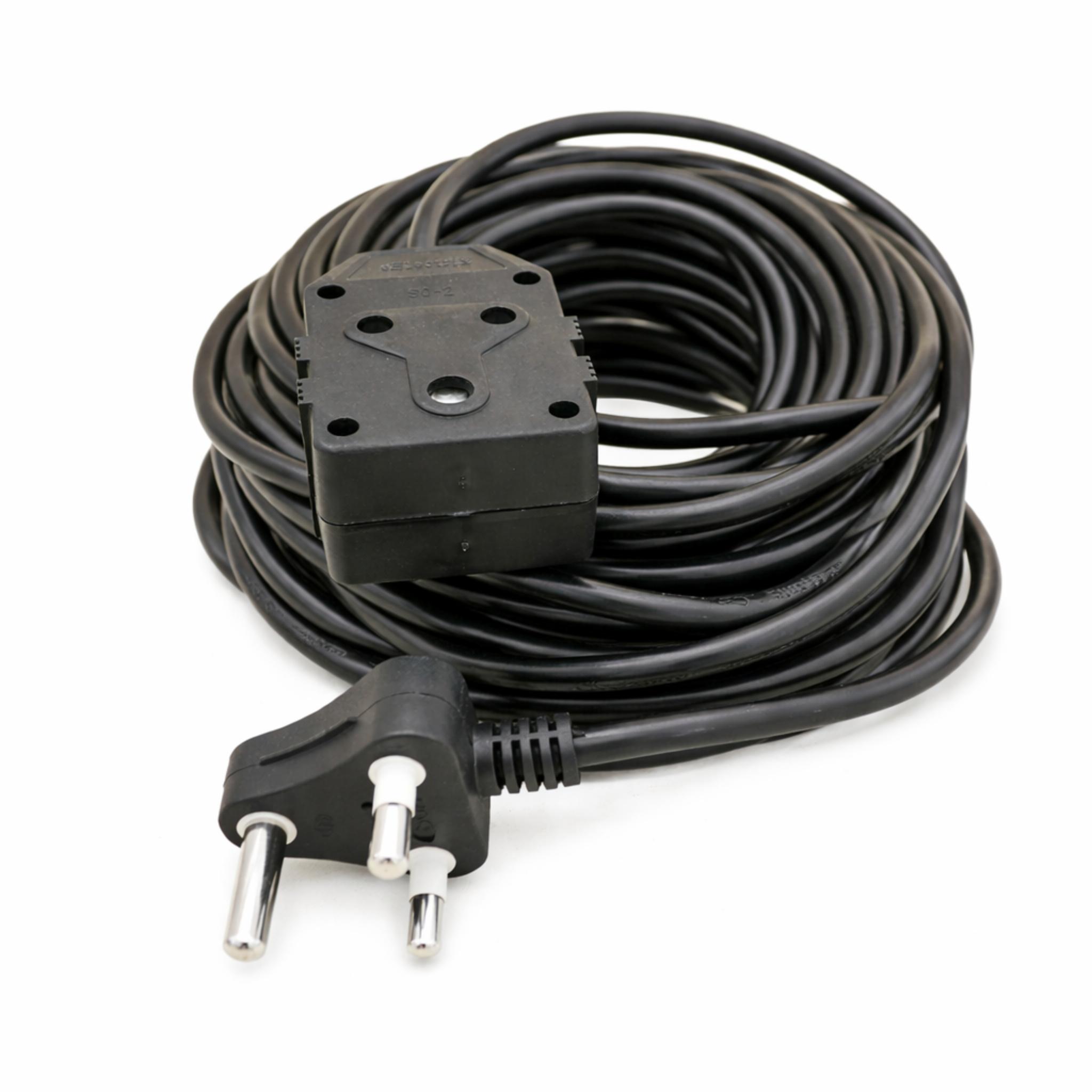 Electrosense 16A 10m Extension Cord with Double Coupler Black