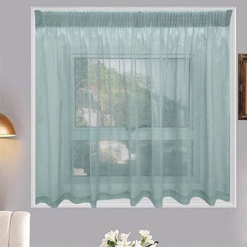 Matoc Designs Café Curtain -Mystic Voile -Dusty Green -Taped -Single Layer - 250cm W x 120cm H