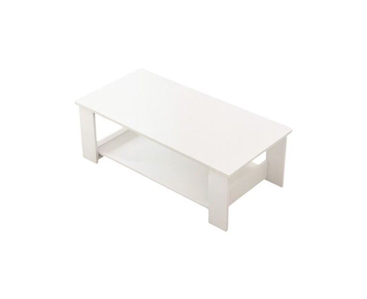 2 Tier Coffee Table with Open Shelves White