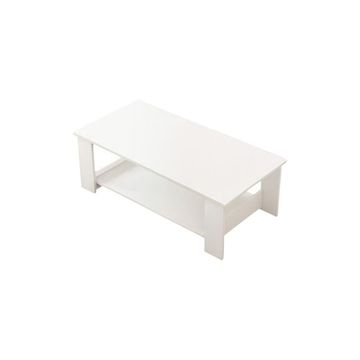 2 Tier Coffee Table with Open Shelves White