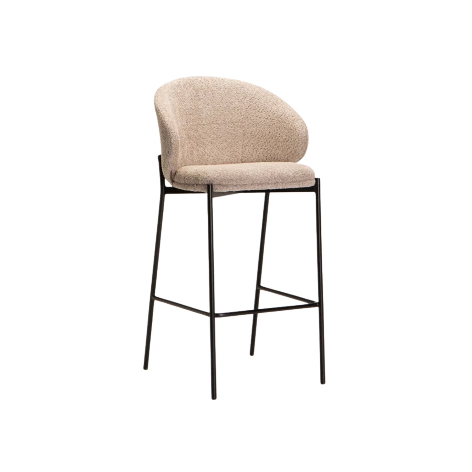 Modern Soft Fabric Barstool - Stone