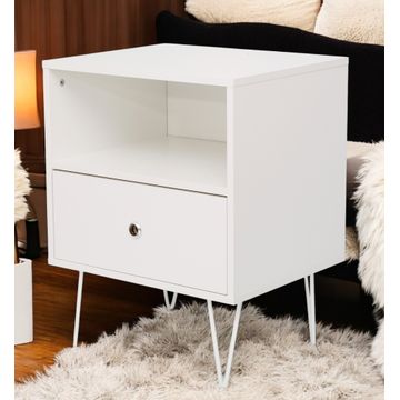 Indra Nightstand, Pedestal White