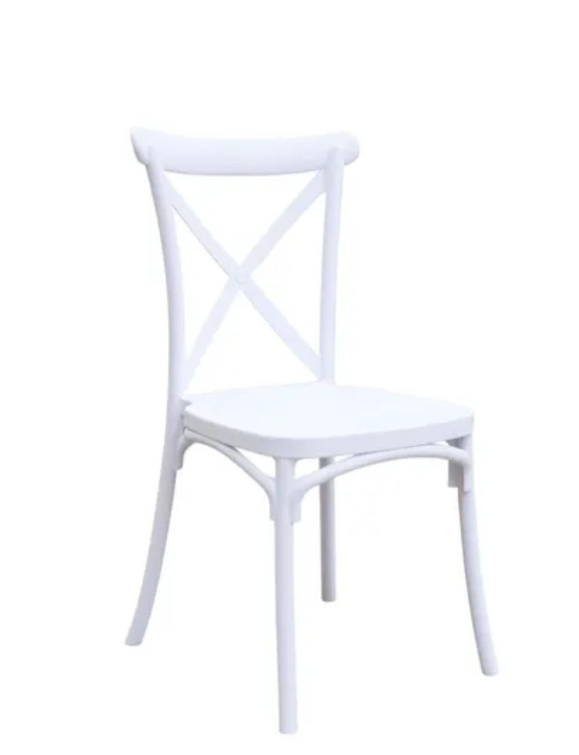 Cross Back Dining Chairs Set (2pcs) - white