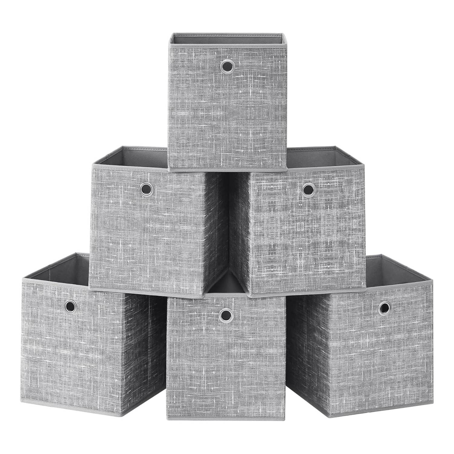 SET OF 6 FOLDABLE FABRIC STORAGE BINS WITH HANDLES