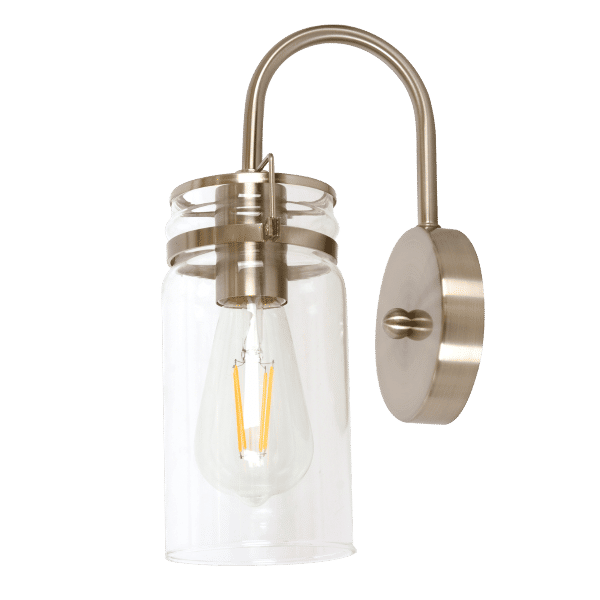 Zebbies Lighting Linden 1 Light Satin Nickel Wall Light with Clear Glass
