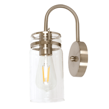 Zebbies Lighting Linden 1 Light Satin Nickel Wall Light with Clear Glass