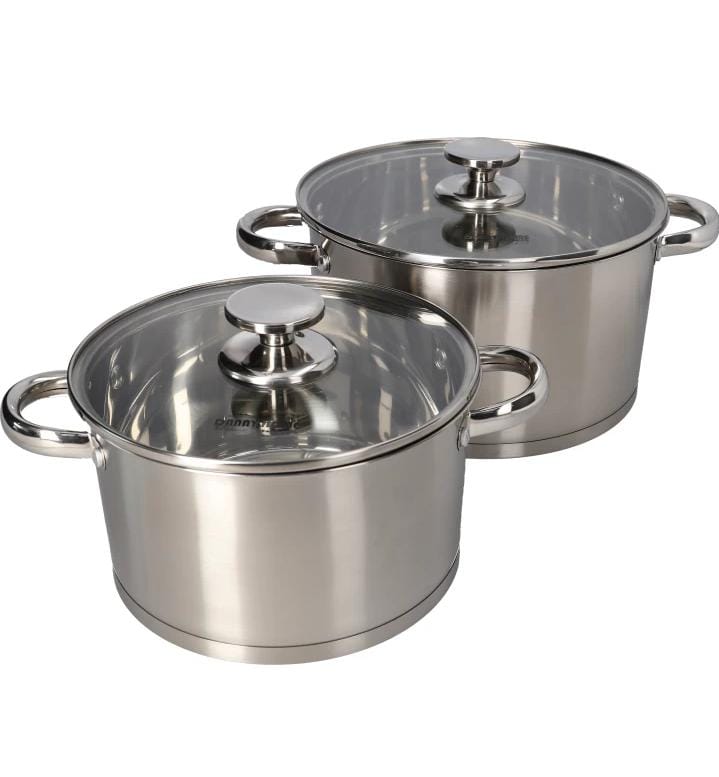 Danny Home DH13-24 Pot Set with Lid 6.1 L capacity  (Stainless Steel, Glass, Non-stick, Induction Bottom)