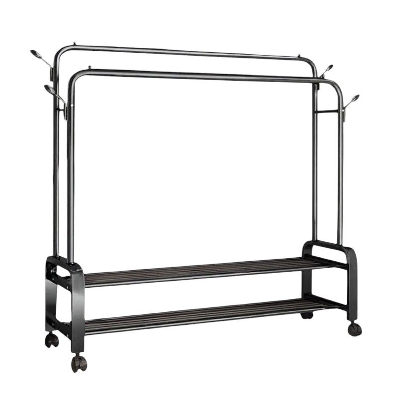 Nu Dekor - 2 Tier Double Pole Clothing Storage Rack - Black