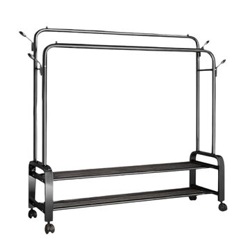 Nu Dekor - 2 Tier Double Pole Clothing Storage Rack - Black