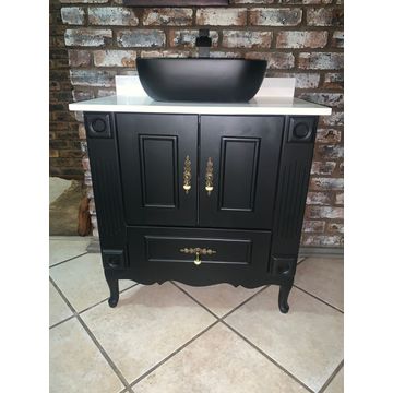 Black Bathroom Vanity – 800 x 500 with basin & tap