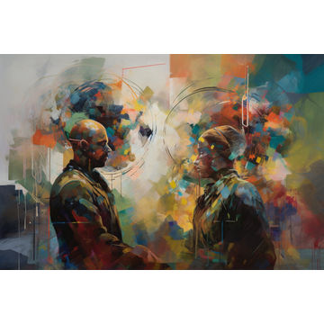 Canvas Wall Art - Abstract Figures Burst With Vibrant Colors - A1092 - [120 x 80 cm]