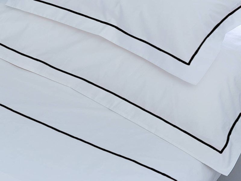 Rey's Fine Linen - Egyptian Collection - Oxford Satin Stitch Pillow Cover-Jet Black-Continental (30 Set)