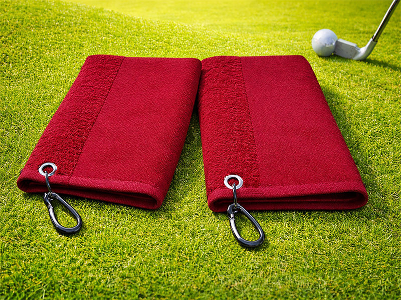Velour Golf Towel - 100% Cotton, Brandable, Ball & Club Cleaning, Premium - Red Pear(2pc Pack)