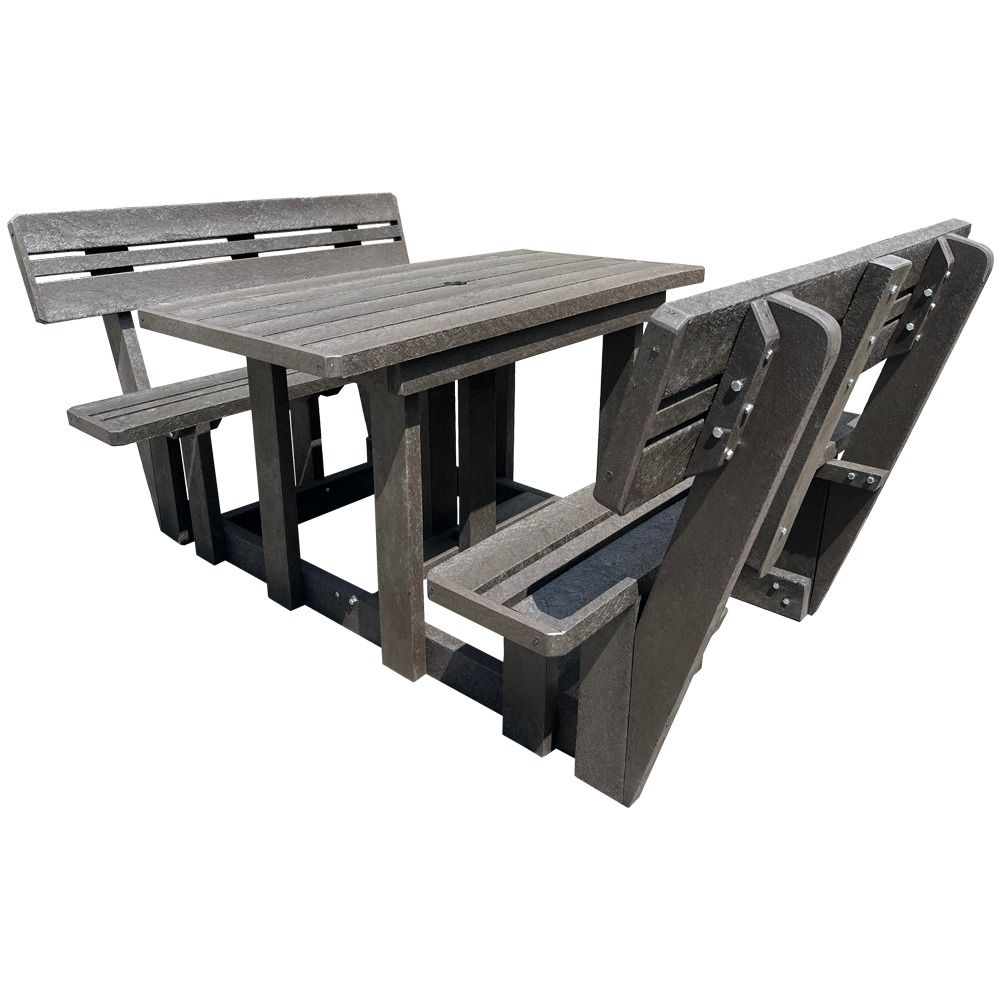 Recycled Plastic Picnic 2 piece set 8-Seater XL Plus Backs (Charcoal Cushions)