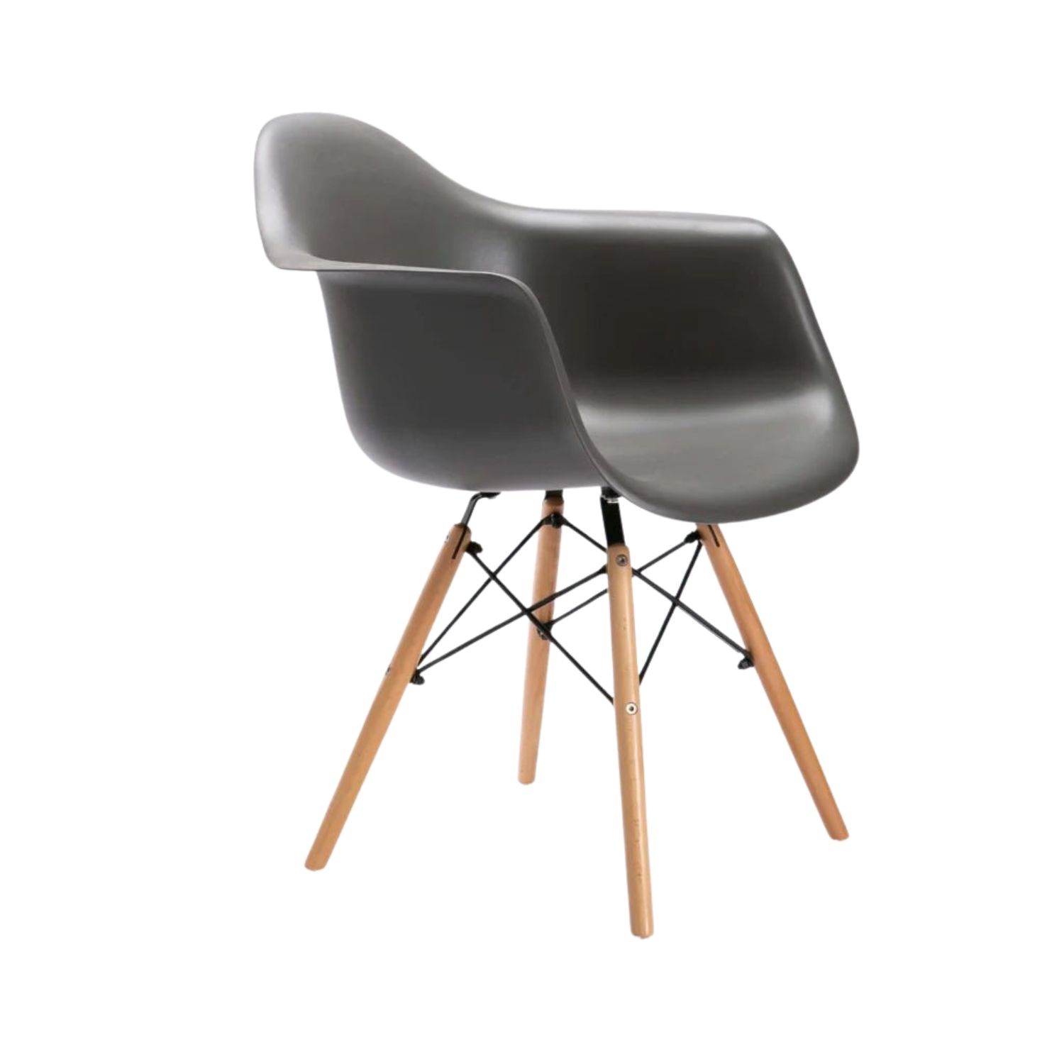 Wooden Leg Armchair – Comfortable Dining Chair - Dark Grey