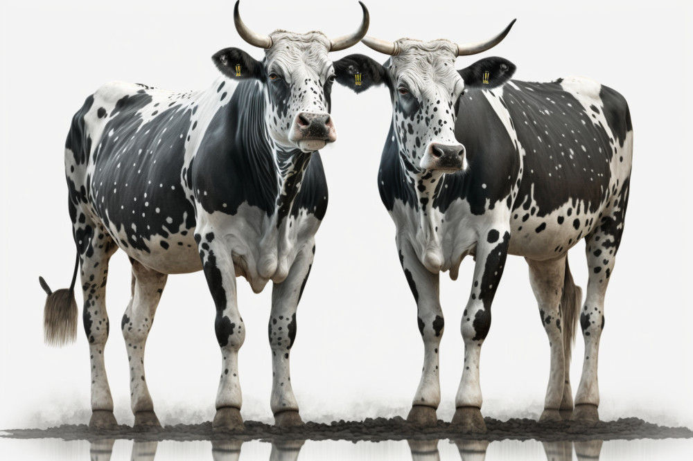 Canvas Wall Art - Two Stripped Nguni Bulls - B1417 - [120 x 80 cm]