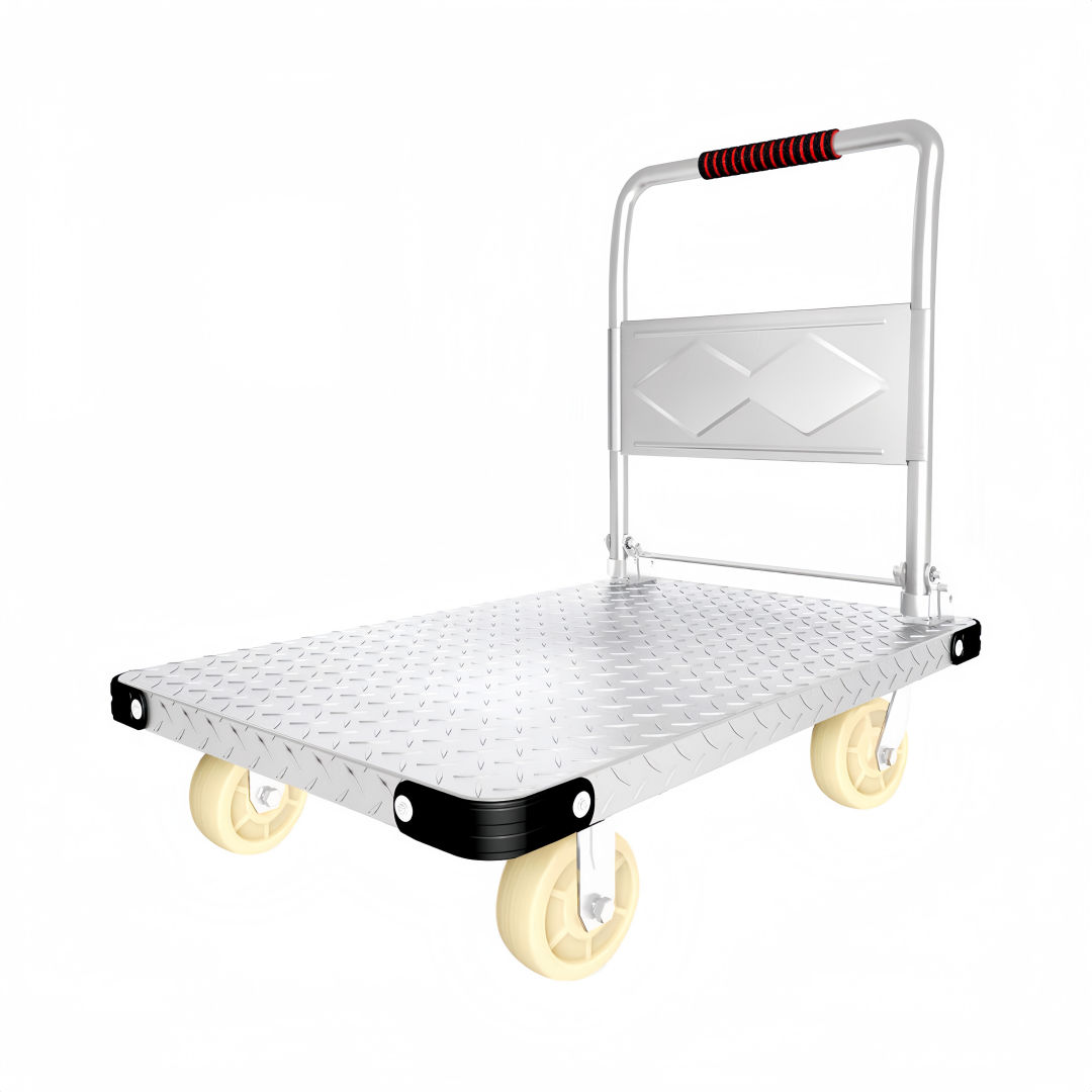 Steel Heavy Duty Foldable Trolley 90cm Platform Truck Cart Hand Push Cart - Silver