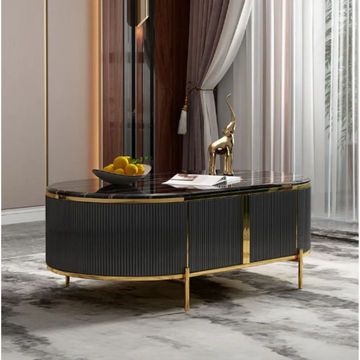 Tate Coffee Table With Gold Accents -Black