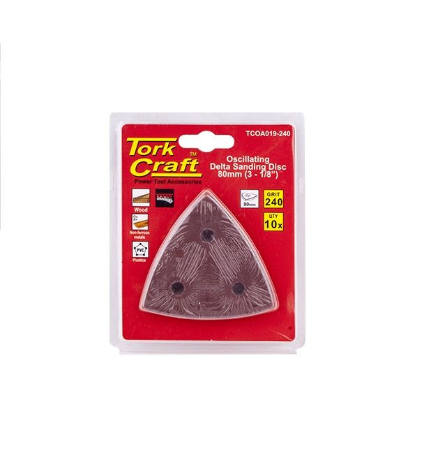 Tork Craft - Oscilating Sandpaper A/O 80mm 10Piece Delta Shape - 10 Pack