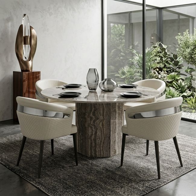 KC FURN – Lucerne Luxury Marble 4-Seater Dining Set