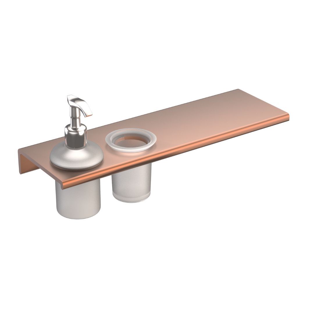 AURA ROSE GOLD - LOTION DISPENSER + TUMBLER SHELF