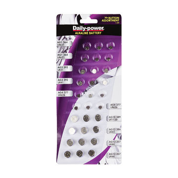 Batteries - Alkaline Button - Assorted - 1.5V - 30 Pack - 2 Pack