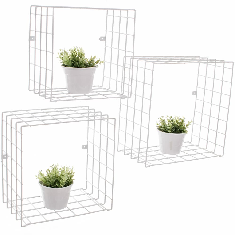 Set of 3 Steel Cubes White