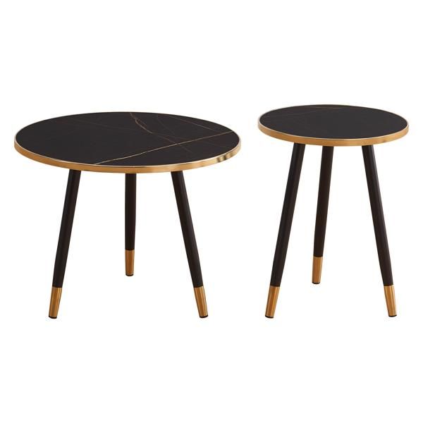 Everfurn Diana Coffee Table Black Marble with Black Legs