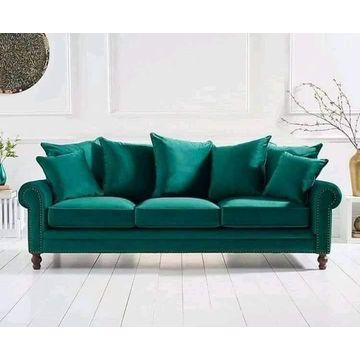 Modern Chesterfield Mint Green Velvet 3 Seater Couch