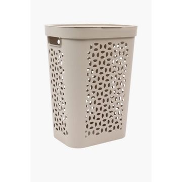 50L OTIMA SLIMLINE PLASTIC LAUNDRY BASKET WITH LID Compact & Modern Laundry Storage
