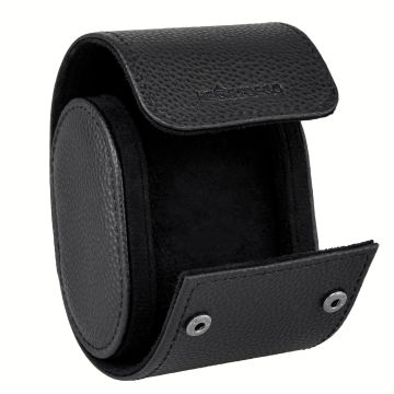 Luxury Genuine Leather Watch Travel Roll Case - Black